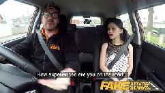 Fake driving school rough back seat fuck for petite infatuated learner